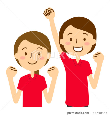 Two women in polo shirts red 57740334