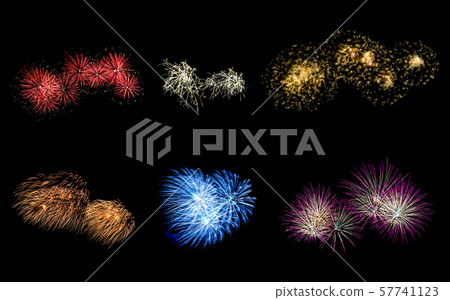 Colorful fireworks isolated on black background Colorful fireworks isolated on black background 57741123