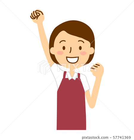 Apron polo shirt women bob hair dark red white Apron polo shirt women bob hair dark red white 57741369