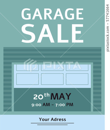 Garage Sale advertising inviting banner or flyer flat vector illustration. 57741664