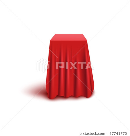 Box or stand covered with red fabric realistic vector illustration isolated. 57741770