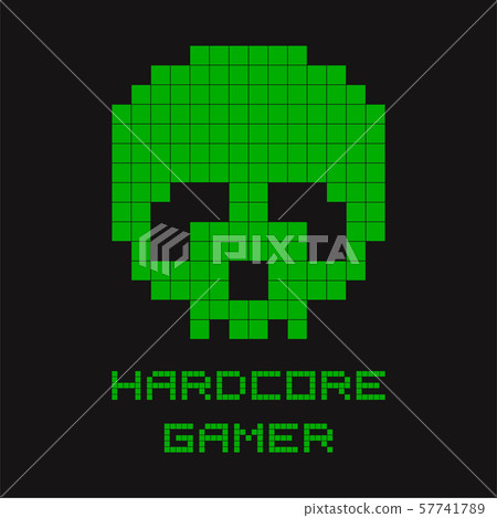 Old retro video game illustration with skull - Stock Illustration ...