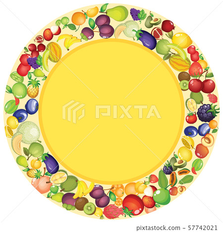Frame template design with fruits-插圖素材 [57742021] - PIXTA圖庫