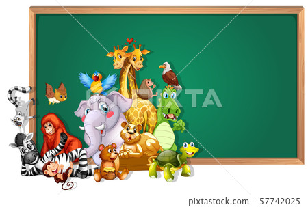 Border template design with cute animals - Stock Illustration [57742025 ...