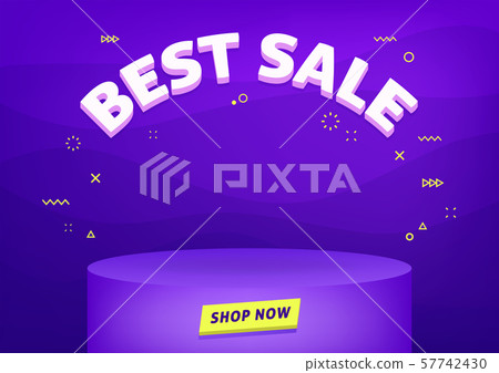 Best sale banner template. Cheap shopping, low price store promo illustration. 3D text on futuristic abstract background. 57742430