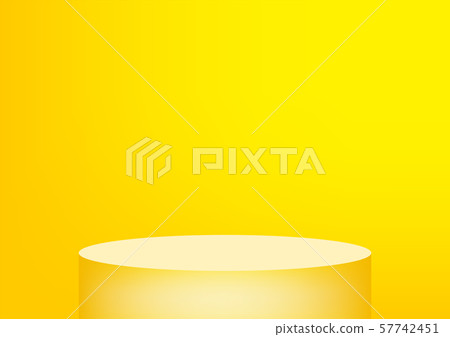 Empty podium studio yellow background for product display with copy space. Showroom shoot render. Banner background for advertise product. Empty podium studio yellow background for product display with copy space. Showroom shoot render. Banner background for advertise product. 57742451