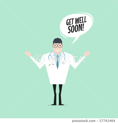 Doctor with Get Well Soon Speech Bubble. 57742464