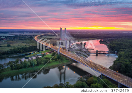 Aerial view of Most Redzinski in Wroclaw, Poland 57742479