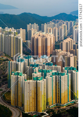Aerial top view of Hong Kong Downtown, republic of 57742817