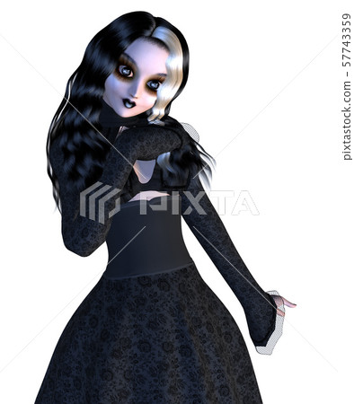 Girl in black gothic dress Girl in black gothic dress 57743359