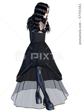 Girl in black gothic dress 57743361