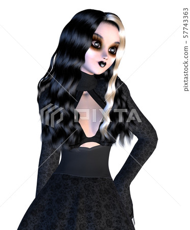 Girl in black gothic dress 57743363