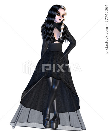 Girl in black gothic dress 57743364