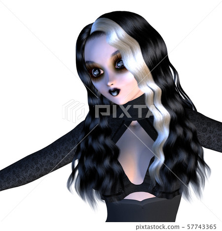 Girl in black gothic dress 57743365