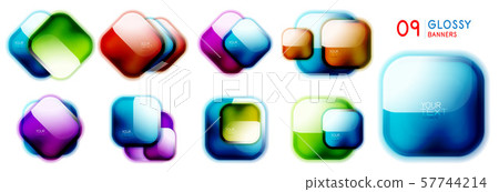 Set of glossy square banners vector design templates, advertising sale layouts, glass frames for Set of glossy square banners vector design templates, advertising sale layouts, glass frames for 57744214