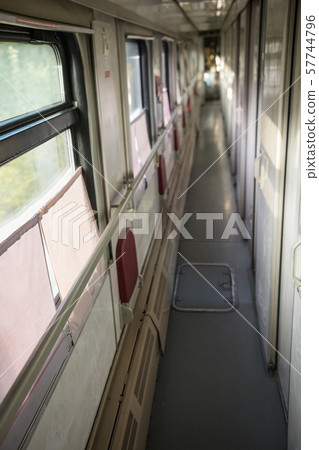 Interior view of the corridor in the compartment in the train Interior view of the corridor in the compartment in the train 57744796