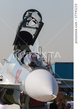 An opening empty cabin of the jet fighter An opening empty cabin of the jet fighter 57745233