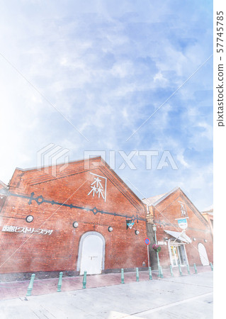 北海道夏天函館金森紅磚倉庫在清晨 57745785