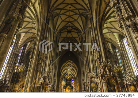 奧地利維也納聖史蒂芬大教堂的內部 57745994