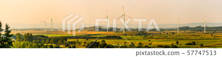 Panorama landscape, Wind turbines on the field in rural area 57747513