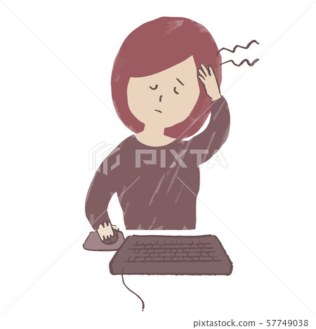 Unwell, woman with headache Unwell, woman with headache 57749038