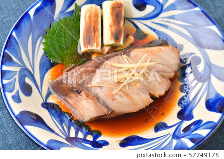 Teriyaki, soy sauce flavor, fish dishes with natural burrs (bris, salmon). 57749178