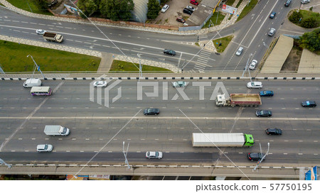 Drones Eye View - abstract road traffic jam top view, transportation concept 57750195