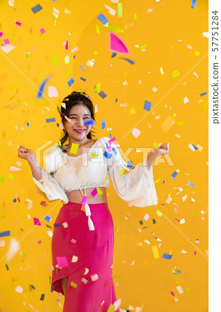 Asian women rejoicing at a party 57751284