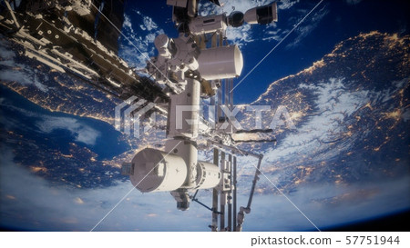 Earth and outer space station iss 57751944
