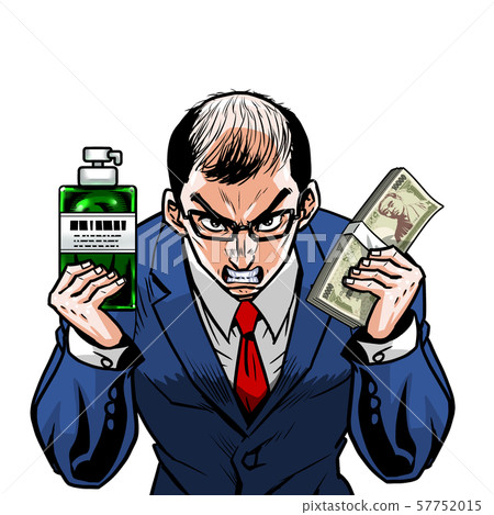 Suit thin hair bald left good job right bottle shampoo recommended high price luxury expensive bills money 57752015
