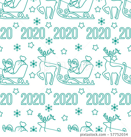New Year 2020, Merry Christmas seamless pattern 57752034