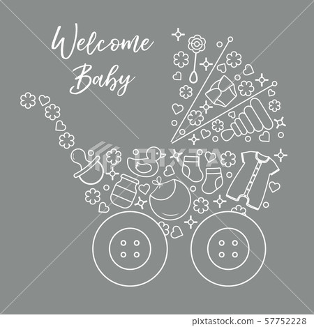 Newborn baby vector illustration Baby stroller 57752228