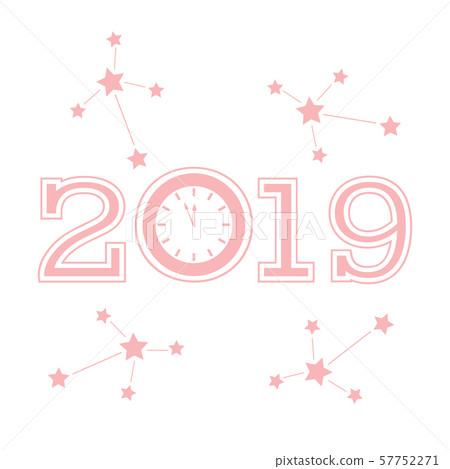 Vector new year background with clock and stars 57752271