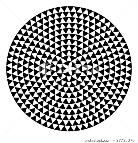 Round shape with triangles elements. Vector meander template texture. 57753376