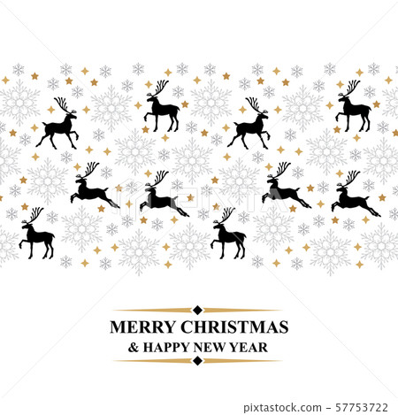 Christmas card with deer and snowflakes Christmas card with deer and snowflakes 57753722