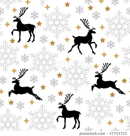 Christmas pattern seamless with deer and - Stock Illustration [57753723 ...