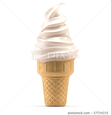 Soft serve ice cream in waffle cone isolated on Soft serve ice cream in waffle cone isolated on 57754155