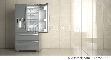 Side by side stainless steel refrigerator on white Side by side stainless steel refrigerator on white 57754156