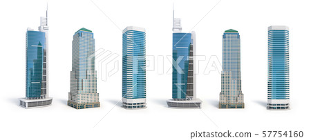 Set of different skyscraper buildings isolated on 57754160
