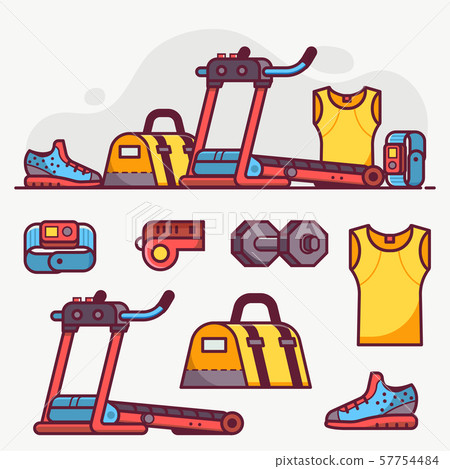 Sport Running and Fitness Lifestyle Icon Set 57754484