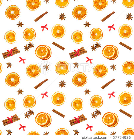 Seamless pattern with slices of dried orange Seamless pattern with slices of dried orange 57754926