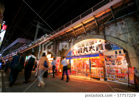 Tokyo cityscape in Japan, Shimbashi Station at night 57757229