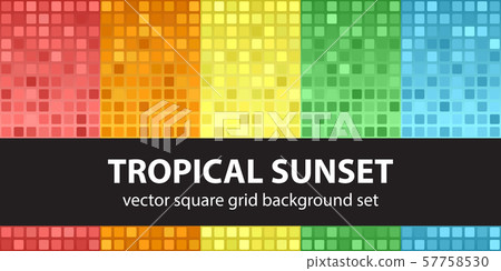 Square pattern set Tropical Sunset. Vector Square pattern set Tropical Sunset. Vector 57758530