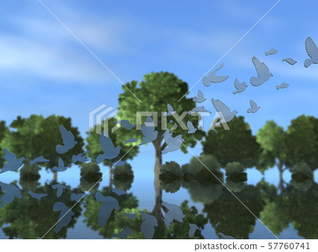 CG 3D illustration three-dimensional silhouette dove flying peace freedom freedom dream 57760741