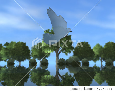 CG 3D illustration three-dimensional silhouette dove flying peace freedom freedom dream 57760743