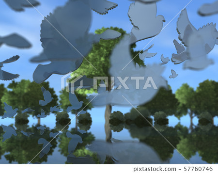 CG 3D illustration three-dimensional silhouette dove flying peace freedom freedom dream 57760746