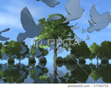 CG 3D illustration three-dimensional silhouette dove flying peace freedom freedom dream CG 3D illustration three-dimensional silhouette dove flying peace freedom freedom dream 57760750