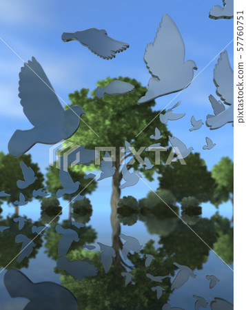 CG 3D illustration three-dimensional silhouette dove flying peace freedom freedom dream 57760751