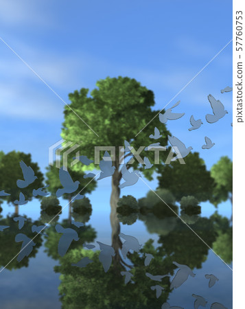 CG 3D圖三維輪廓鴿子飛翔和平自由自由夢想 57760753