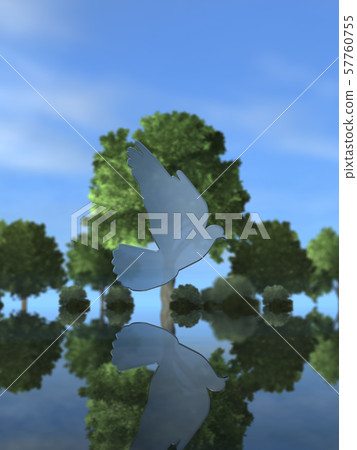 CG 3D illustration three-dimensional silhouette dove flying peace freedom freedom dream 57760755